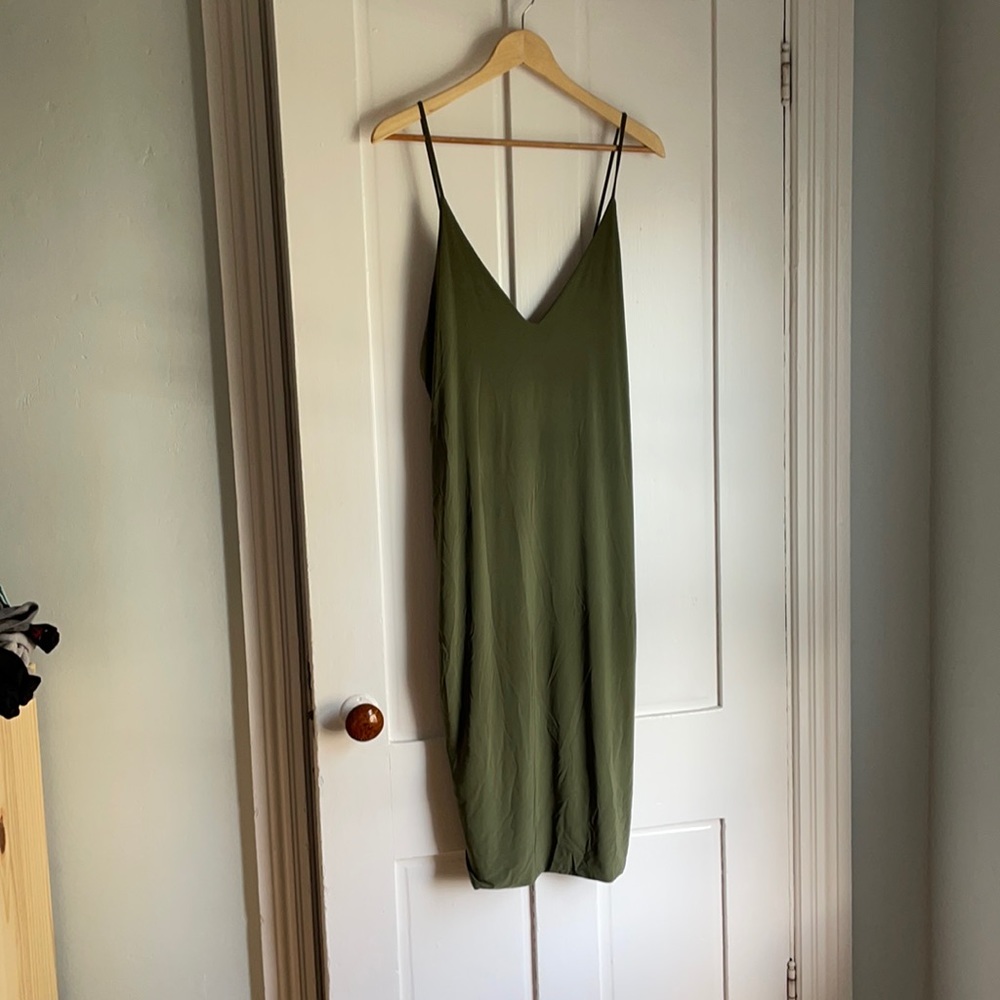 Olive green spaghetti strap knee length dress | Fashion Nova XL